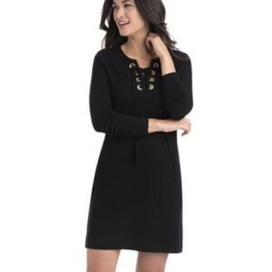 Vineyard Vines Women's Black Merino Wool Black Lace-up Sweater Dress, Size XS